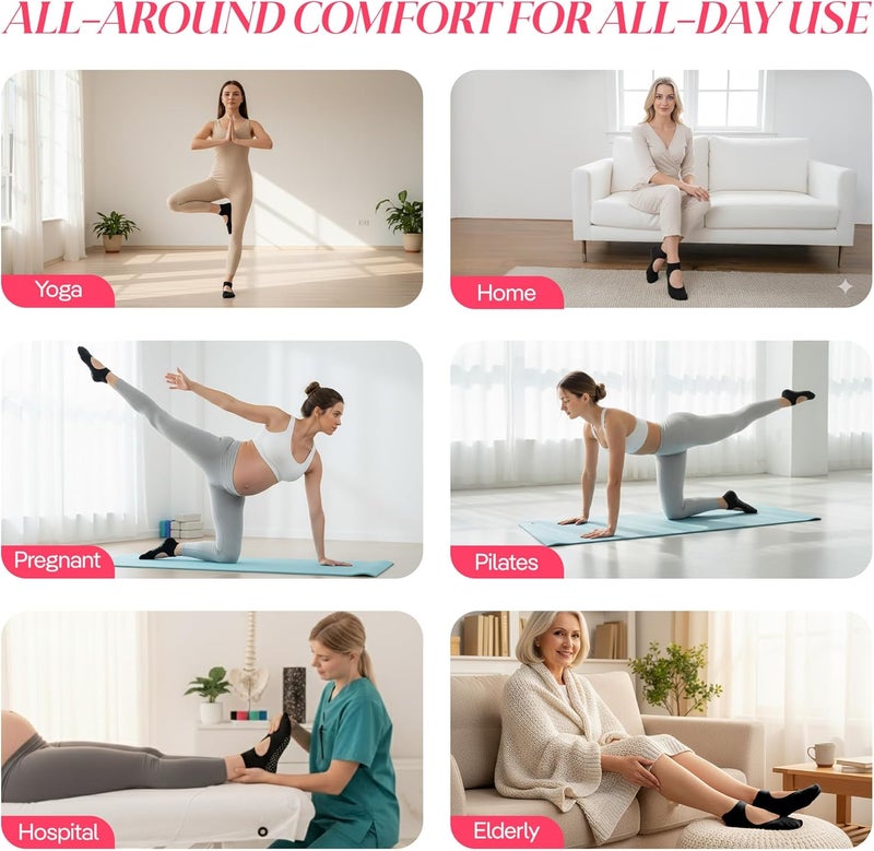 CoolMate Store Pilates Socks with Grips for Women, Yoga Socks, Crew Non Slip Women for Barre, Pilates Gifts - Image 3